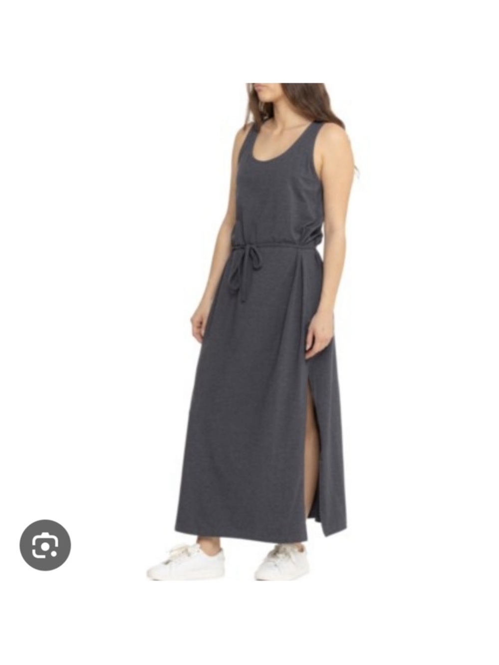 Lole Charcoal Gray Sleeveless Maxi Dress with Side Slit
